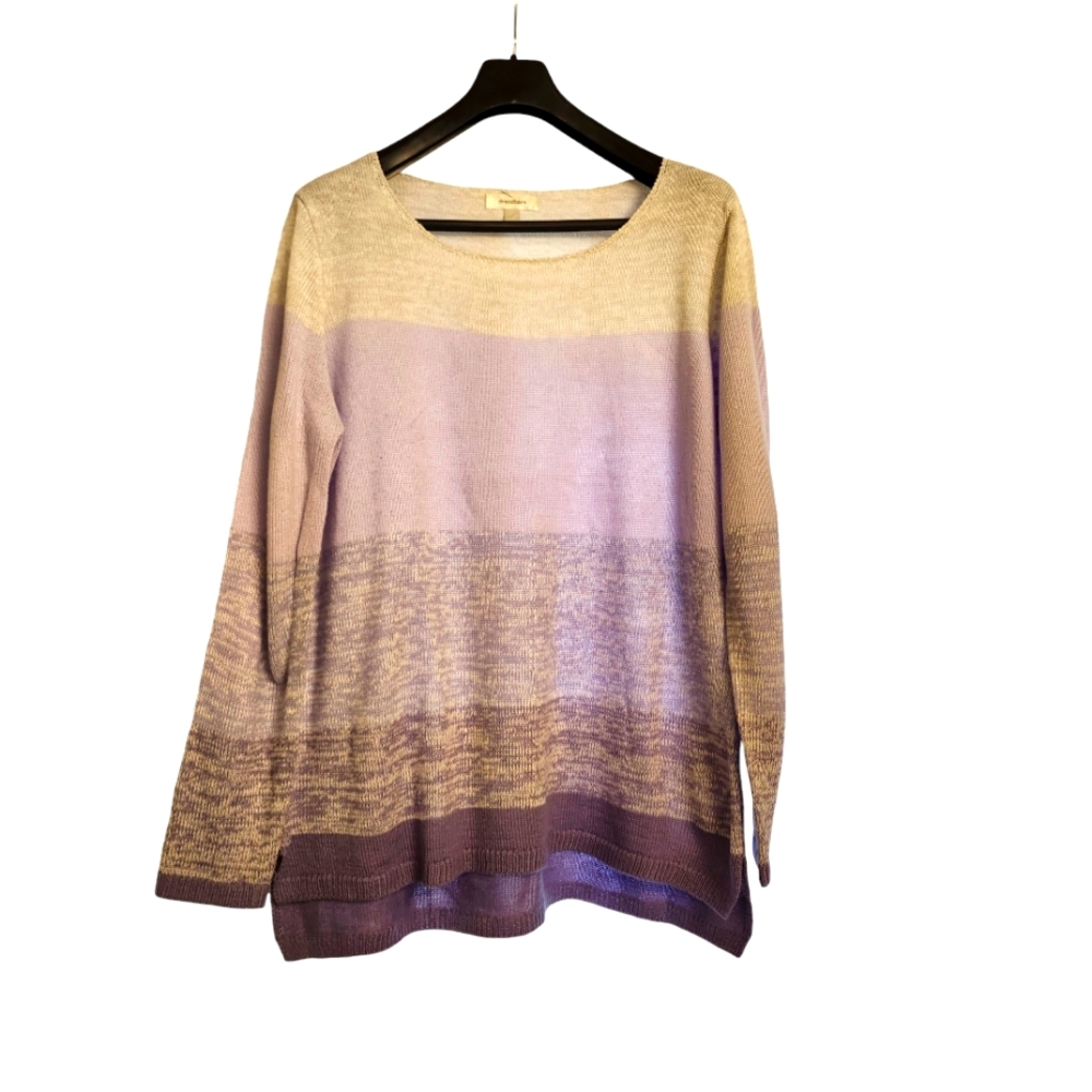 DRESS BARN WOMEN'S LILAC AND GRAY STRIPED SOFT SWEATER SIZE XL